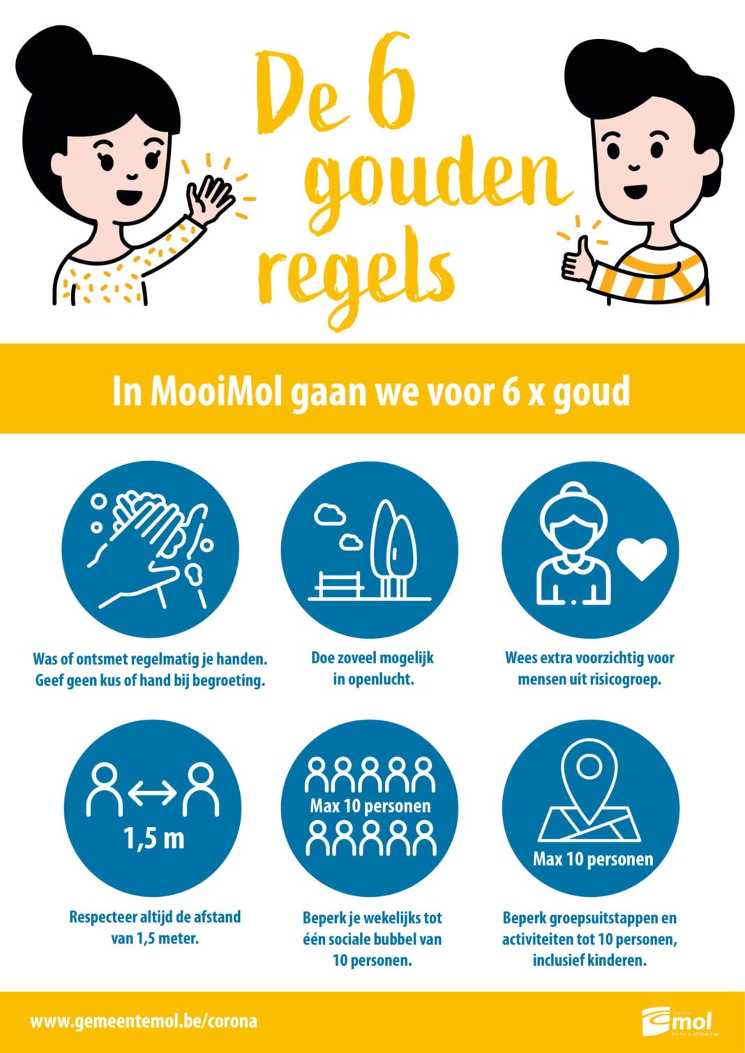Gemeente Mol stelt gouden regels corona visueel voor in #MooiMol