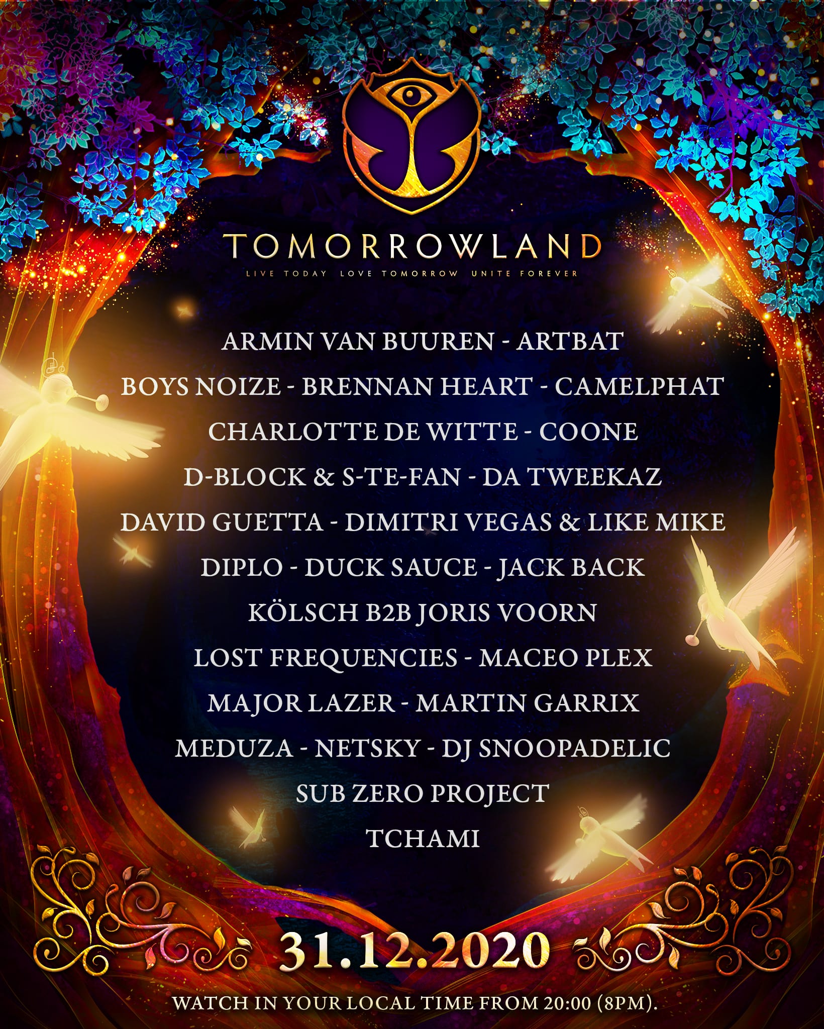 Tomorrowland unveils the full timetable for Tomorrowland 31.12.2020