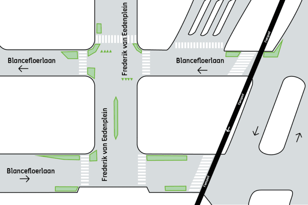 Stad maakt kruispunten Blancefloerlaan – Frederik van Eedenplein verkeersveiliger